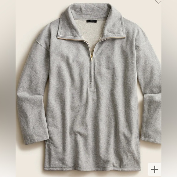 J. Crew University Terry Half-zip Sweatshirt Women Size Small Tan with Pockets - Picture 7 of 7